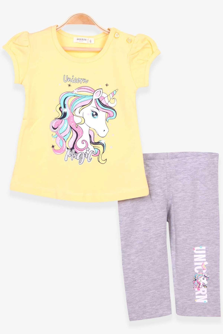 BRE Breeze Girl Capri Leggings Set with Unicorn 2-6 Years, Yellow - Épinay-sur-Seine