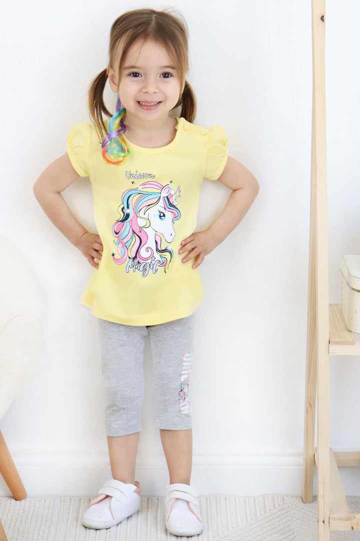 BRE Breeze Girl Capri Leggings Set with Unicorn 2-6 Years, Yellow - Épinay-sur-Seine