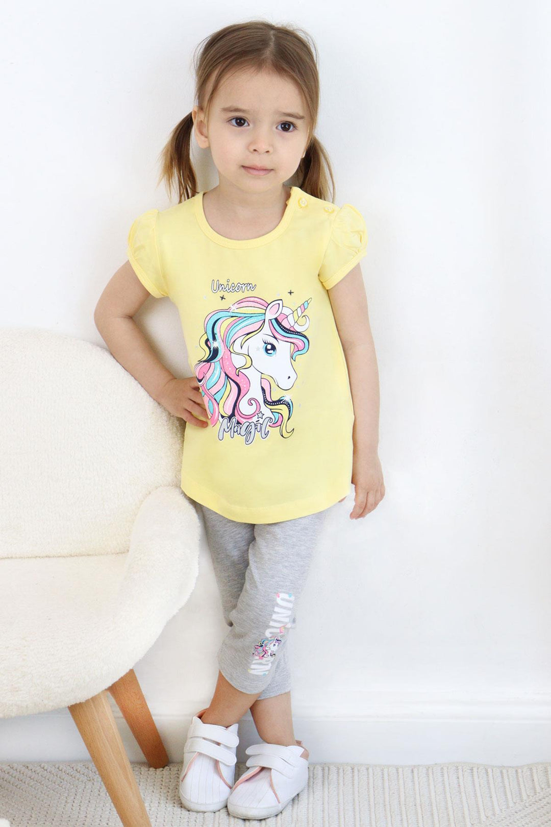BRE Breeze Girl Capri Leggings Set with Unicorn 2-6 Years, Yellow - Épinay-sur-Seine