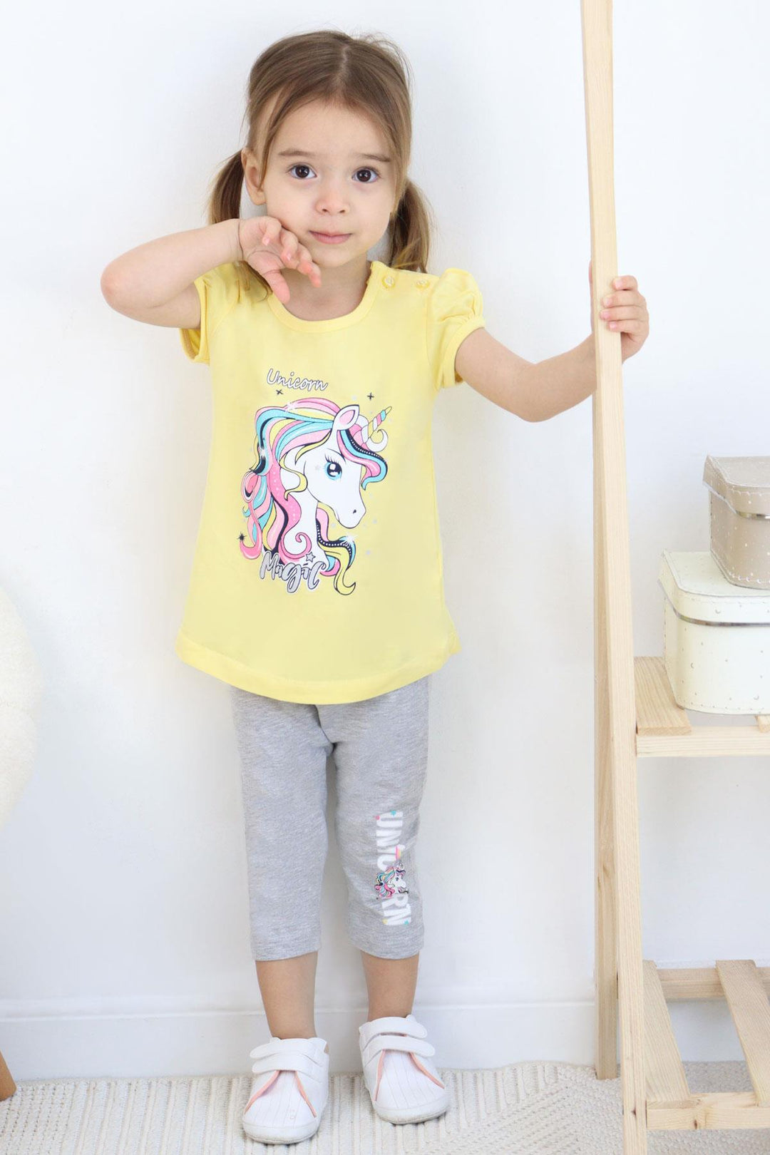 BRE Breeze Girl Capri Leggings Set with Unicorn 2-6 Years, Yellow - Épinay-sur-Seine