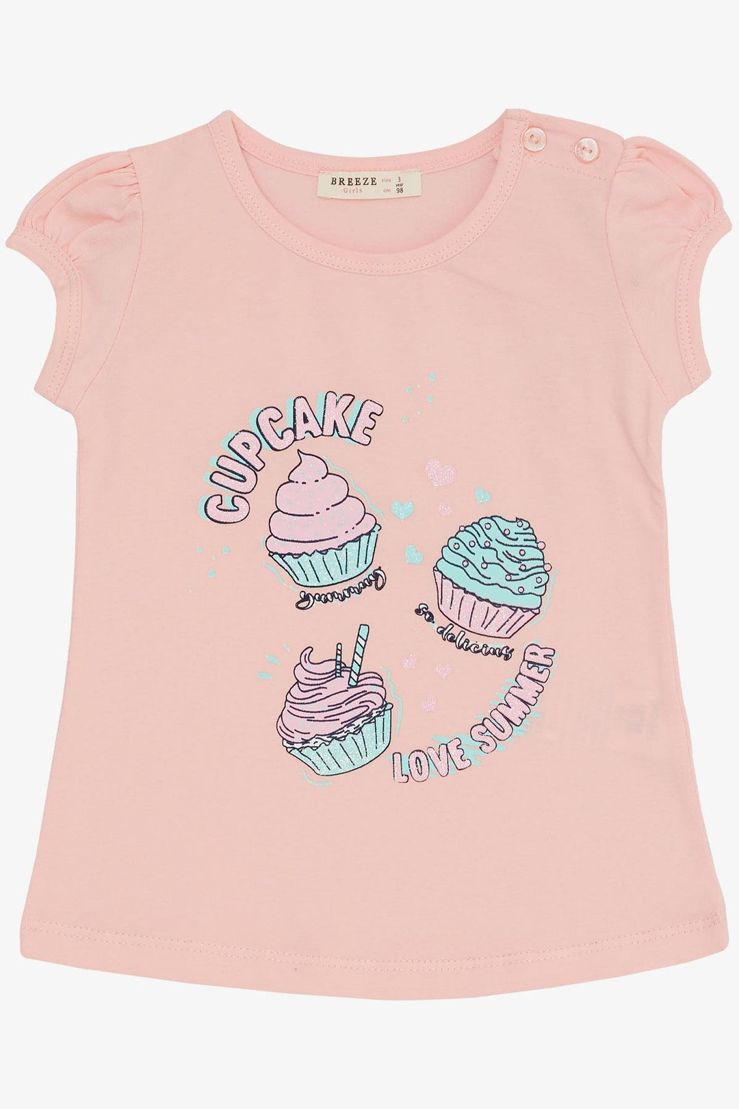 BRE Breeze Girl Capri Leggings Set with Cupcake Print Summer Themed, Pink, 1.5-5 Years - Heroica Ciudad de Tlaxiaco