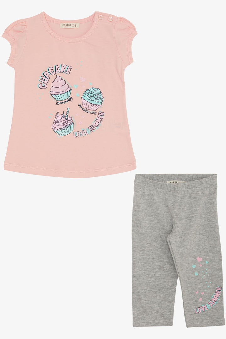 BRE Breeze Girl Capri Leggings Set with Cupcake Print Summer Themed, Pink, 1.5-5 Years - Heroica Ciudad de Tlaxiaco