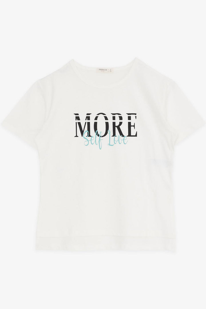 BRE Breeze Girl's Capricious Set with Printed Writing Cargo Pocketed 94 Years, Ecru - East Orange
