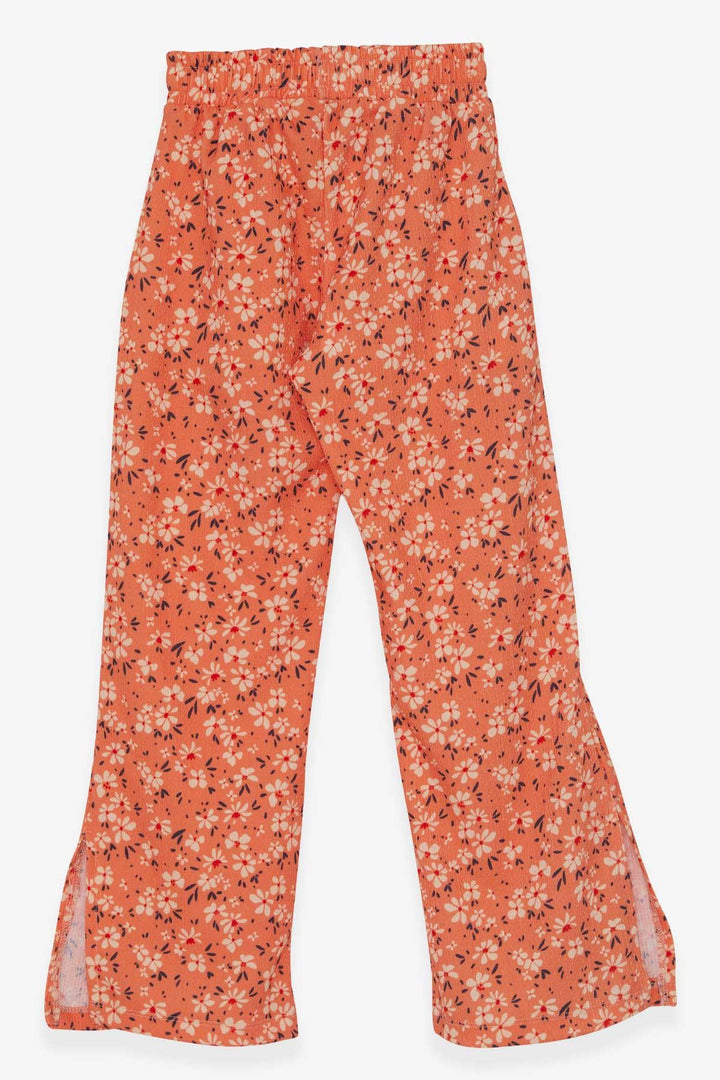 BRE Breeze Girl's Floral Patterned Pants with Slits at the Hem, 84 Years, Orange - Girona