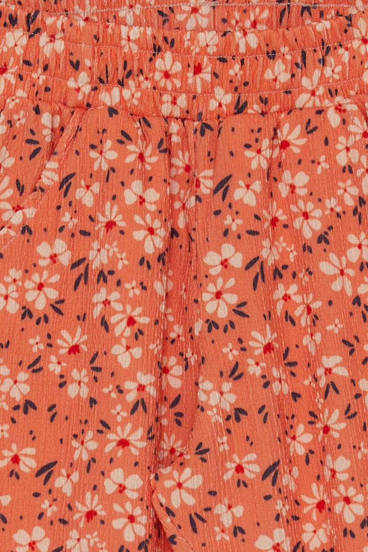 BRE Breeze Girl's Floral Patterned Pants with Slits at the Hem, 84 Years, Orange - Girona