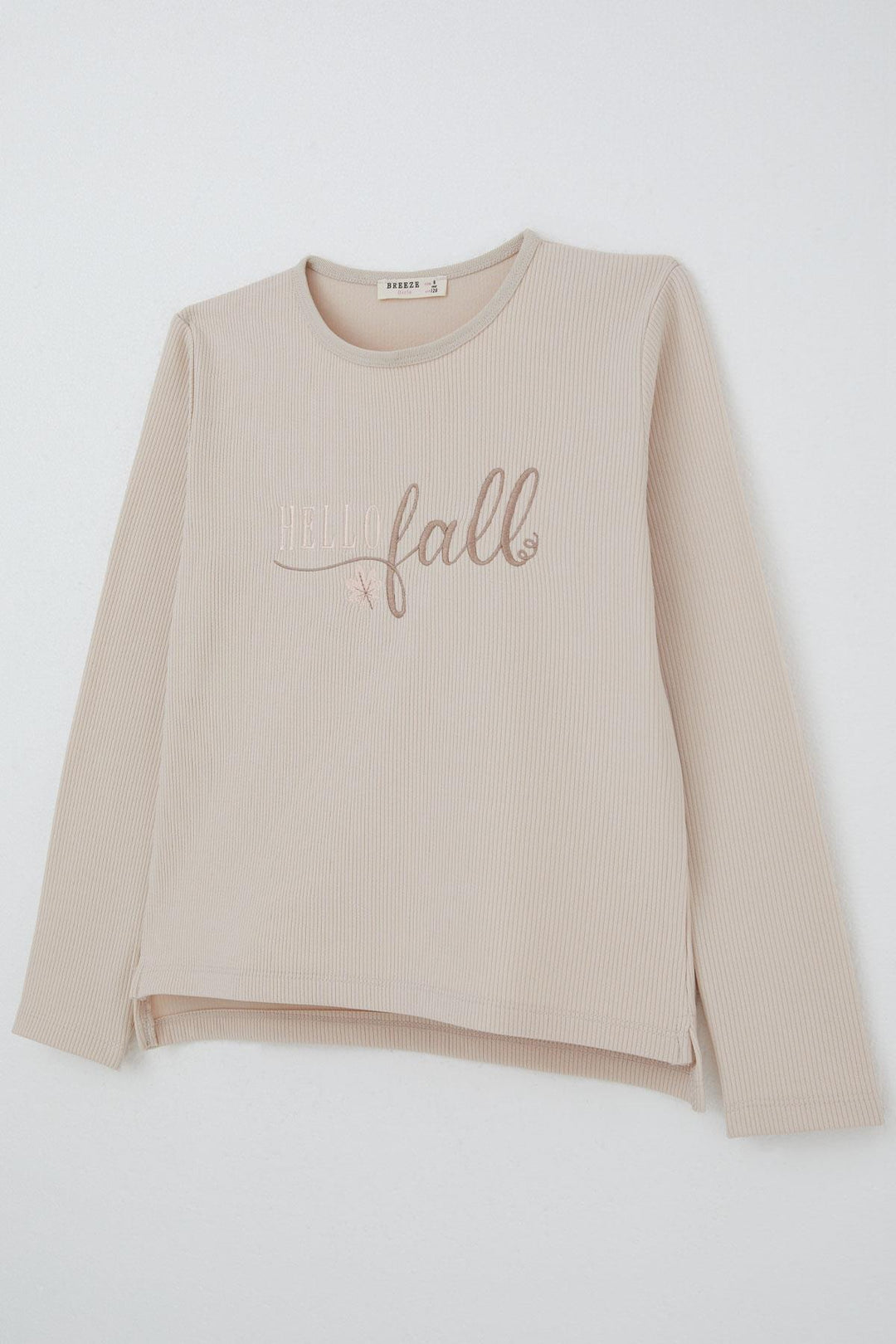 BRE Breeze Girl's Pants Set with Embroidered Summer Writing, 5-9 Years, Beige - San Pedro Mixtepec