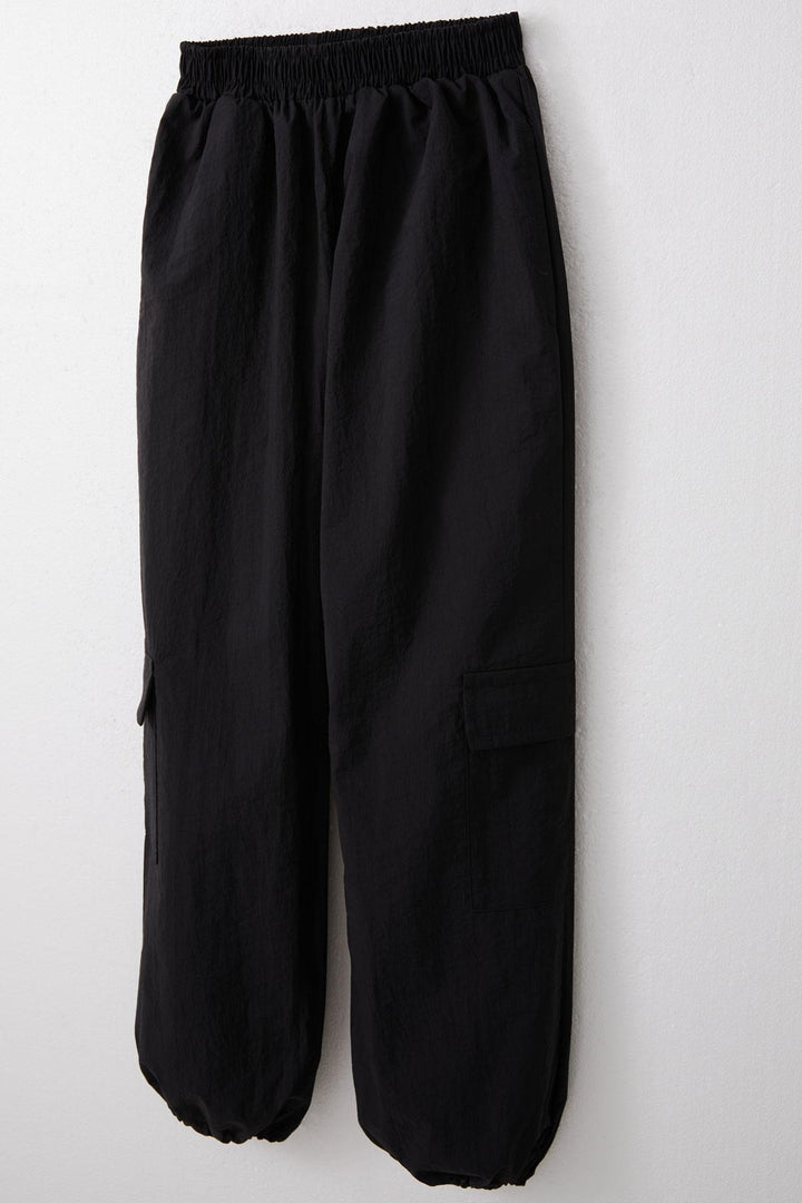 BRE Breeze Girls' Parachute Jogger Pants Cargo Pocket 72 Years, Black - Wausau