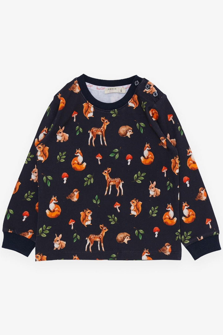 BRE Breeze Girl's Pyjama Set Forest Themed Cute Animals 1-4 Years, Anthracite - Saanich