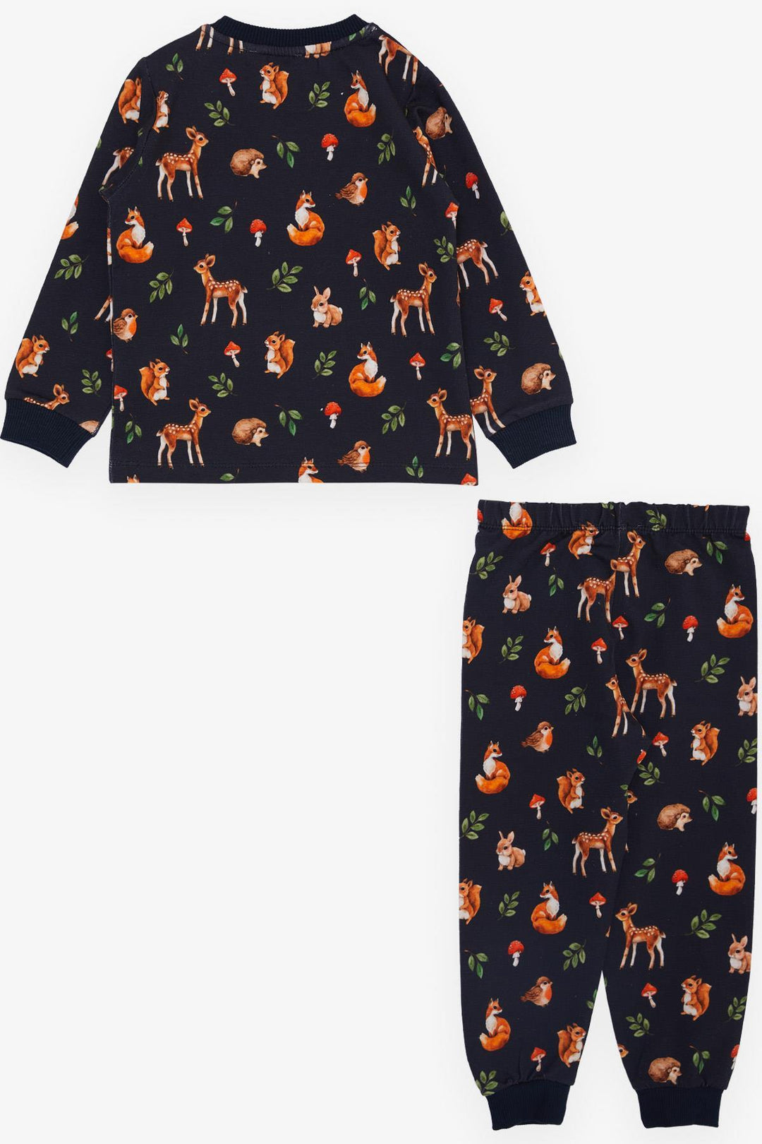 BRE Breeze Girl's Pyjama Set Forest Themed Cute Animals 1-4 Years, Anthracite - Saanich