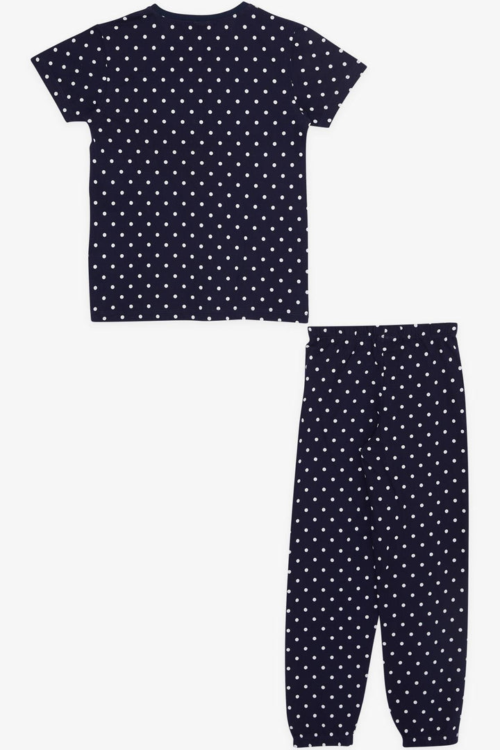 BRE Breeze Girl's Pajama Set with Polka Dot Pattern, 4-8 Years, Navy Blue - Rocklin