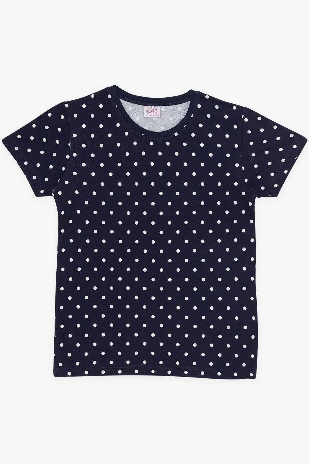 BRE Breeze Girl's Pajama Set with Polka Dot Pattern, 4-8 Years, Navy Blue - Rocklin
