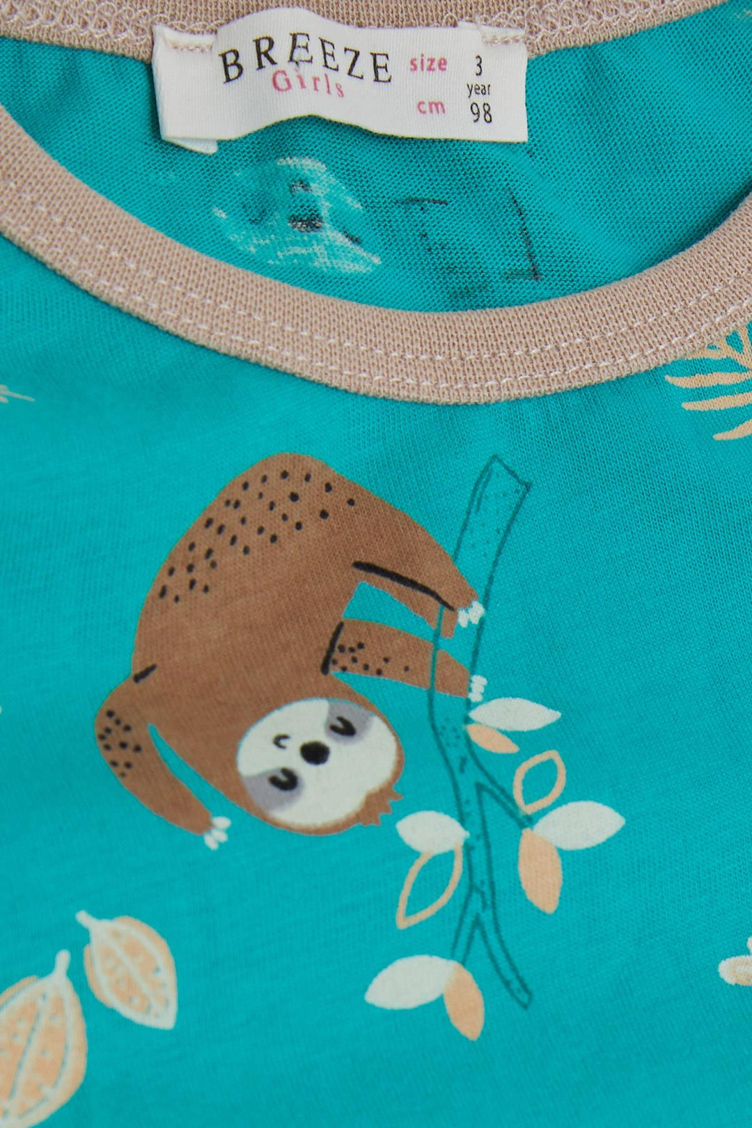 BRE Breeze Girl's Pajama Set Lazy Animal Patterned 1-4 Years, Green - Nürtingen