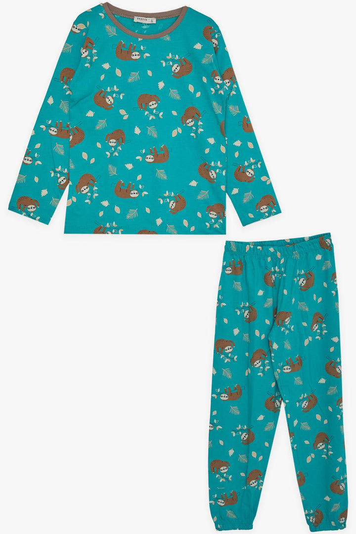 BRE Breeze Girl's Pyjama Set Lazy Animal Patterned 5-9 Years, Green - Milpitas