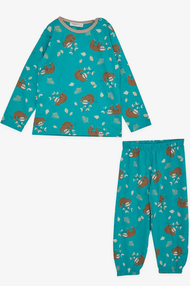 BRE Breeze Girl's Pajama Set Lazy Animal Patterned 1-4 Years, Green - Nürtingen