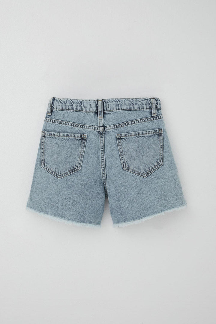 BRE Breeze Girl's Shorts Jeans with Daisy Embroidery Hem Tassel Detail 104 Years, Light Blue - Offenburg