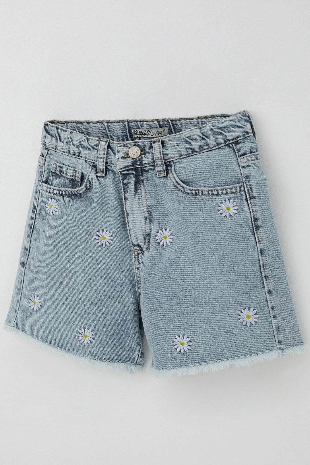 BRE Breeze Girl's Shorts Jeans with Daisy Embroidery Hem Tassel Detail 104 Years, Light Blue - Offenburg