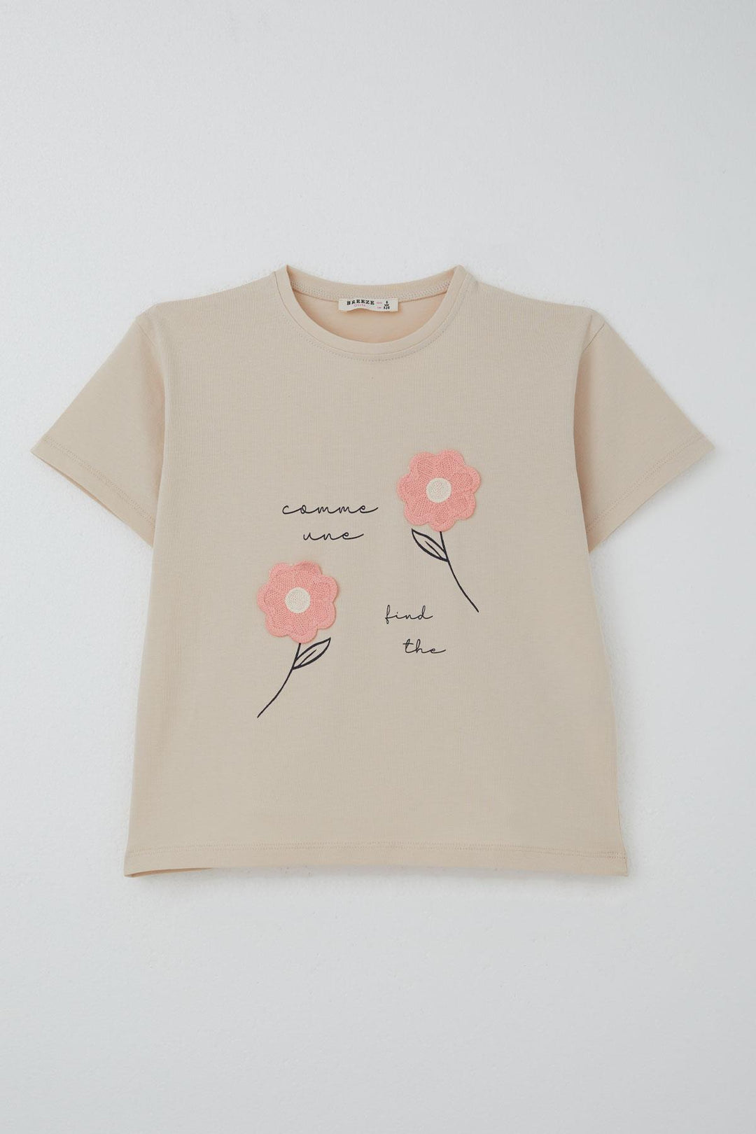 BRE Breeze Girl Child Shorts Set Knitted Flower Embroidered 62 Years, Beige - Irún