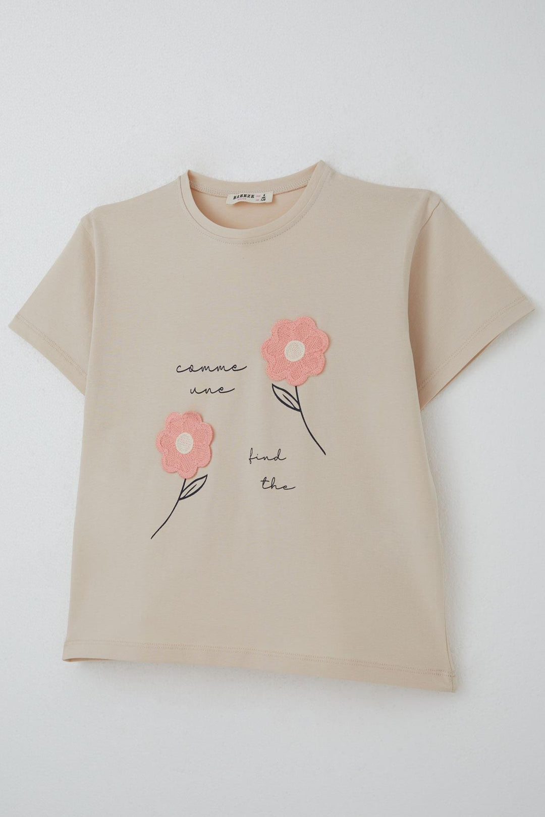 BRE Breeze Girl Child Shorts Set Knitted Flower Embroidered 62 Years, Beige - Irún