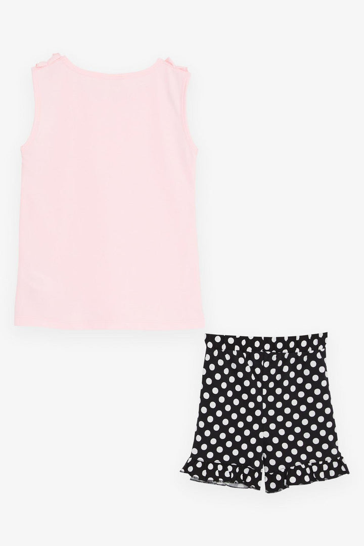 BRE Breeze Girl's Shorts Set with Polka Dot Bow Frills, 4-8 Years, Neon Pink - Düsseldorf