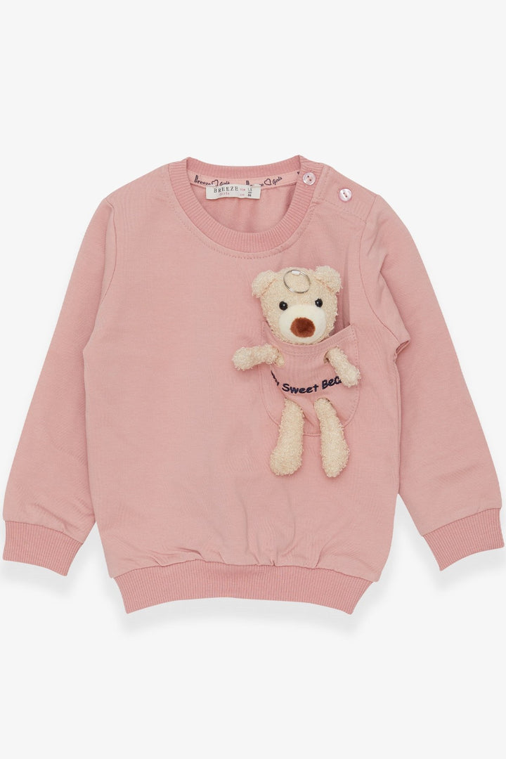 BRE Breeze Girl Child Sweatshirt with Bear Accessory, 1.5-5 Years, Salmon - Gilbert