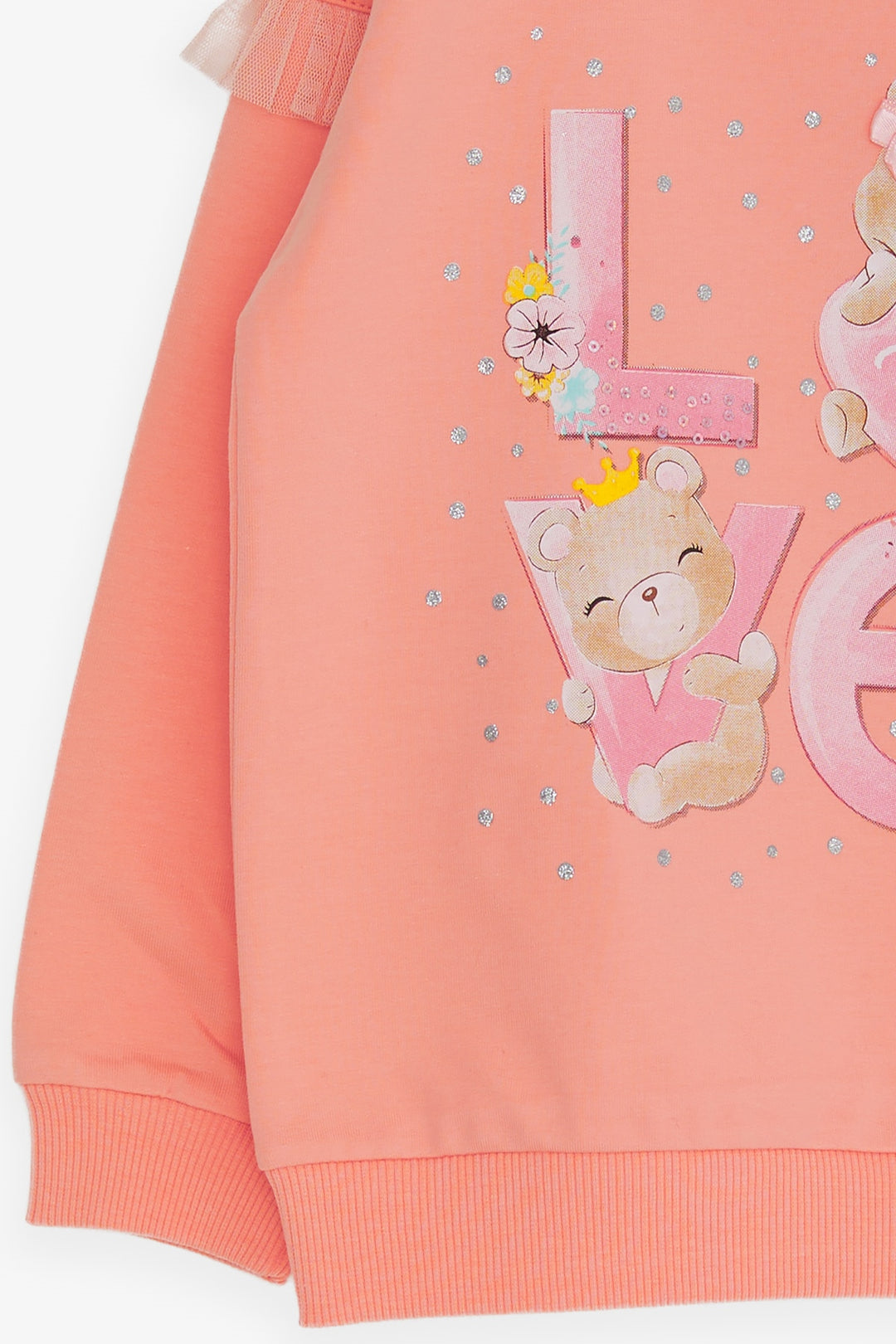 BRE Breeze Girl Child Sweatshirt with Bear Print, 1-4 Years, Salmon - Aberdeen