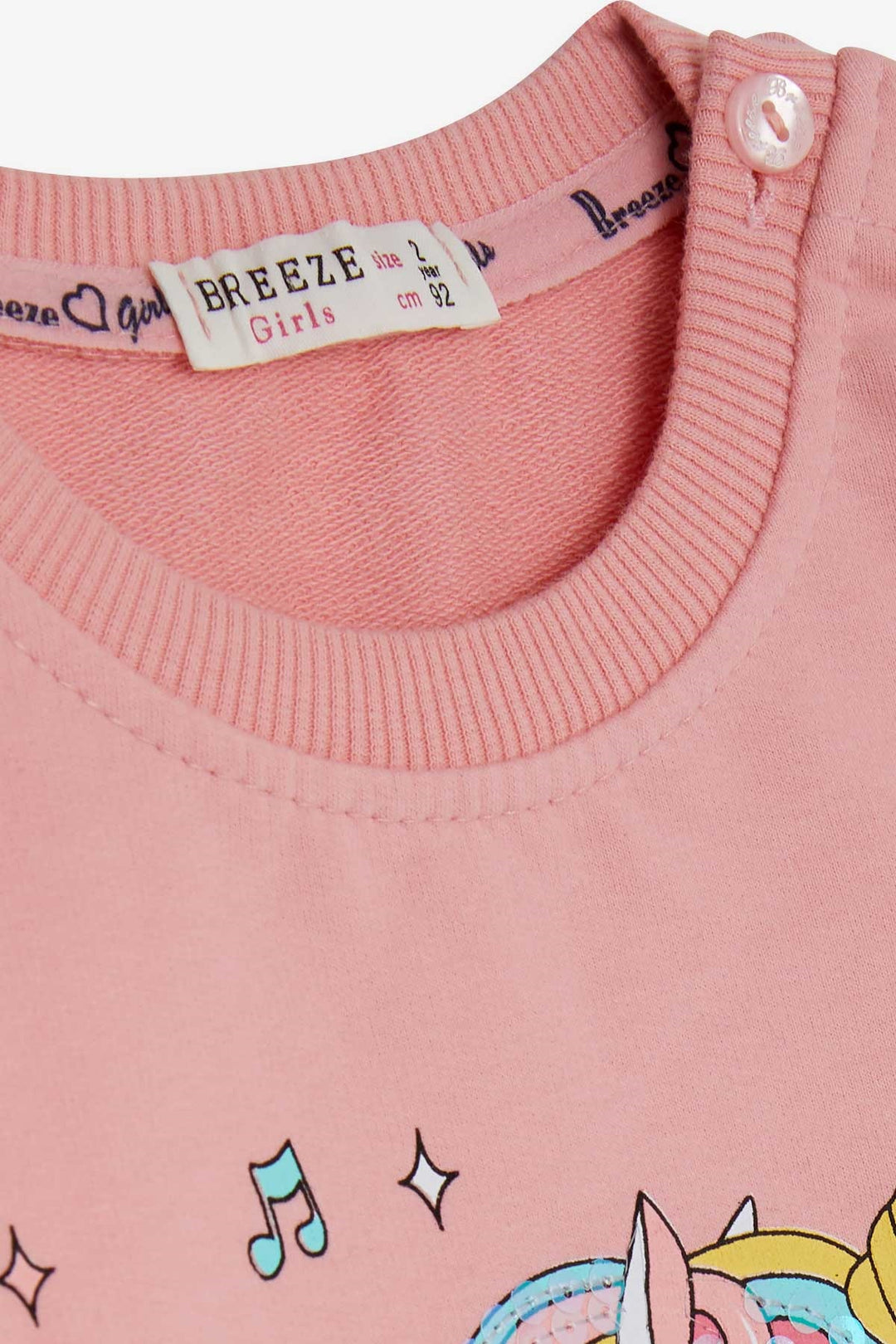 BRE Breeze Girl Child Sweatshirt Printed Sequined Unicorn 2-6 Years, Salmon - Dilbeek