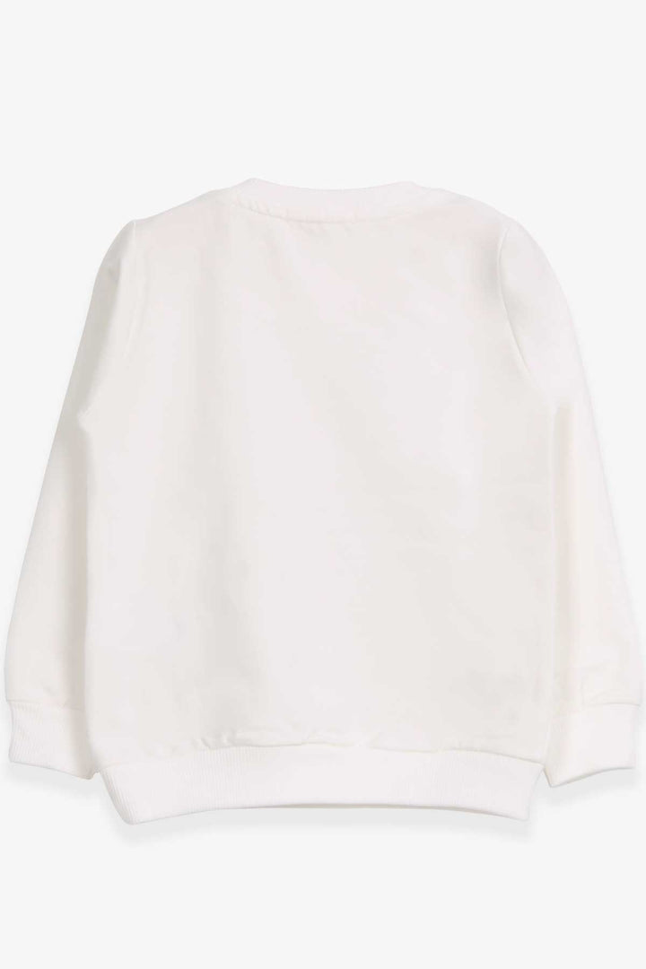 BRE Breeze Girl Child Sweatshirt Printed Sequined Unicorn 2-6 Years, Ecru - Quincy