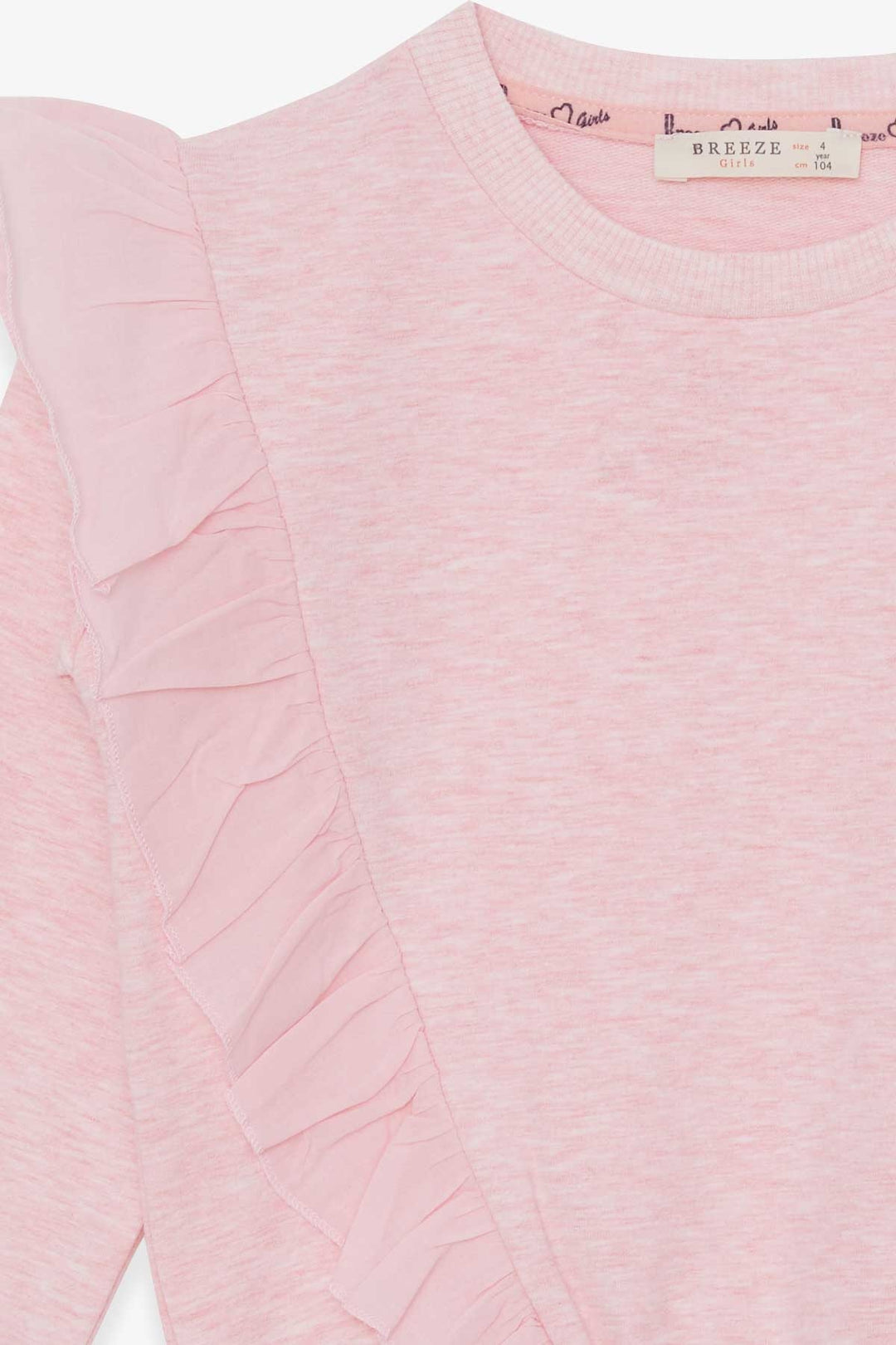 BRE Breeze Girl's Sweatshirt with Elastic Waistband 4-8 Years, Salmon Melange - Plymouth