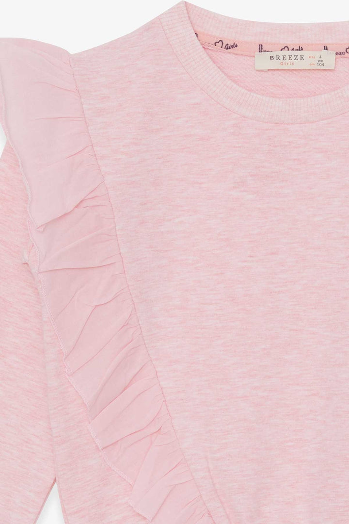 BRE Breeze Girl's Sweatshirt with Elastic Waistband 4-8 Years, Salmon Melange - Plymouth