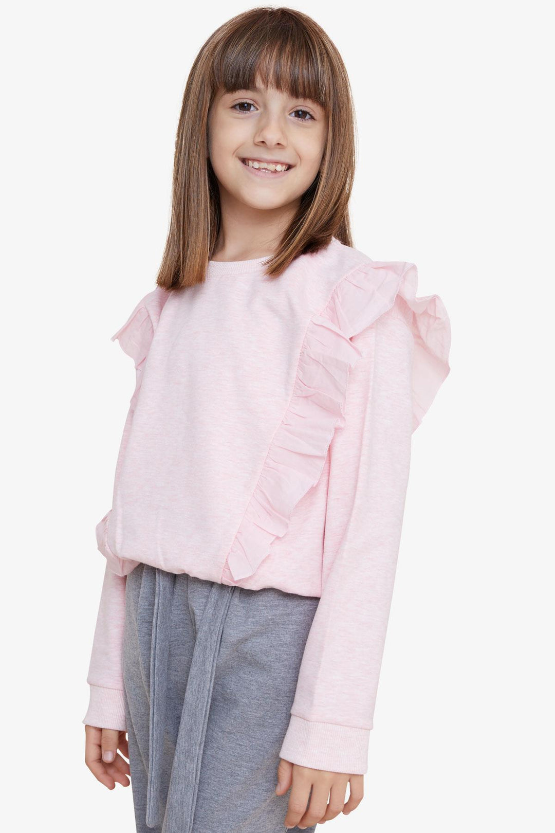 BRE Breeze Girl's Sweatshirt with Elastic Waistband 4-8 Years, Salmon Melange - Plymouth