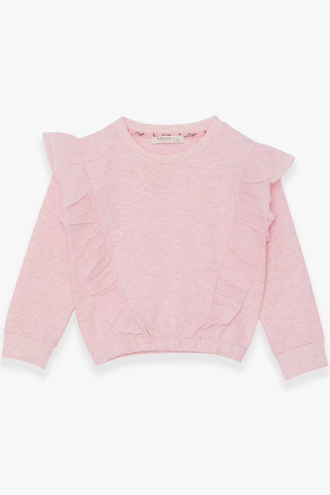 BRE Breeze Girl's Sweatshirt with Elastic Waistband 4-8 Years, Salmon Melange - Plymouth