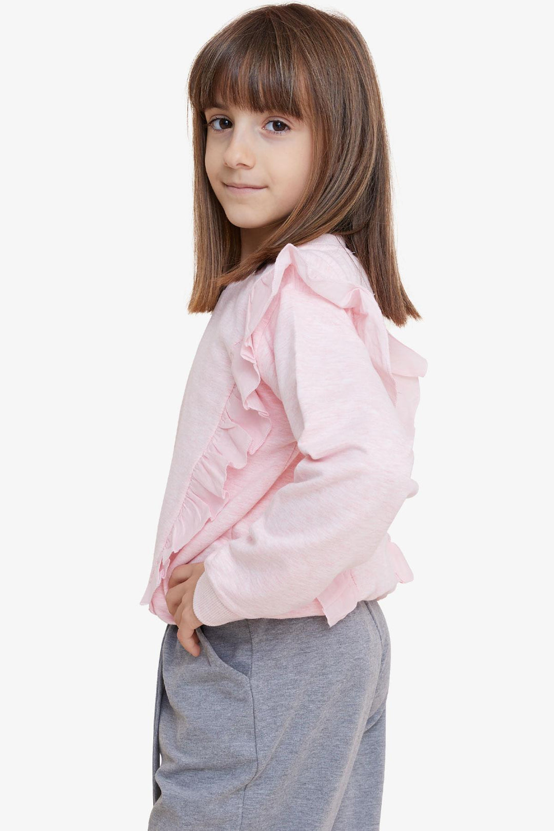 BRE Breeze Girl's Sweatshirt with Elastic Waistband 4-8 Years, Salmon Melange - Plymouth