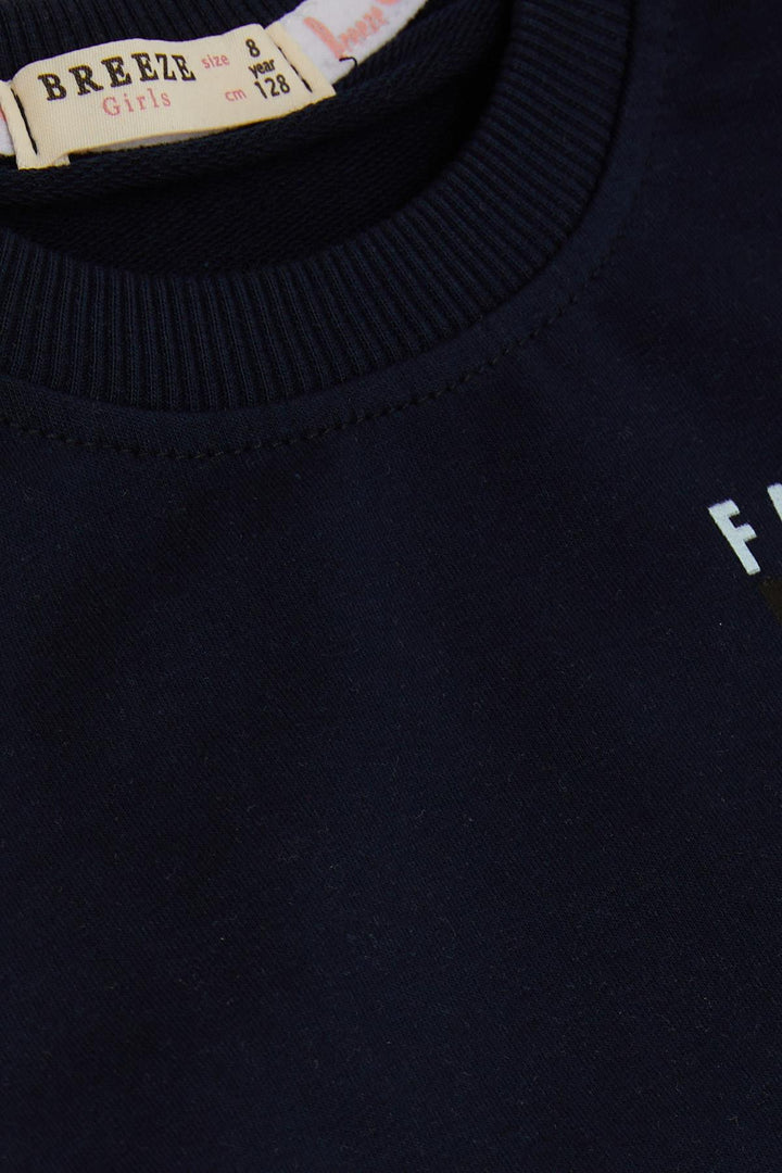 BRE Breeze Girl Child Sweatshirt Flower Printed 62 Years, Navy Blue - Santa María Atzompa