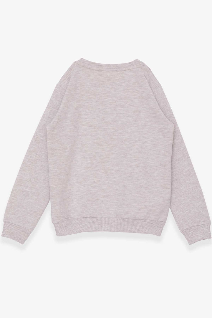 BRE Breeze Girl Child Sweatshirt with Glasses Sequined Girl Printed 62 Years, Beige Melange - Lower Paxton