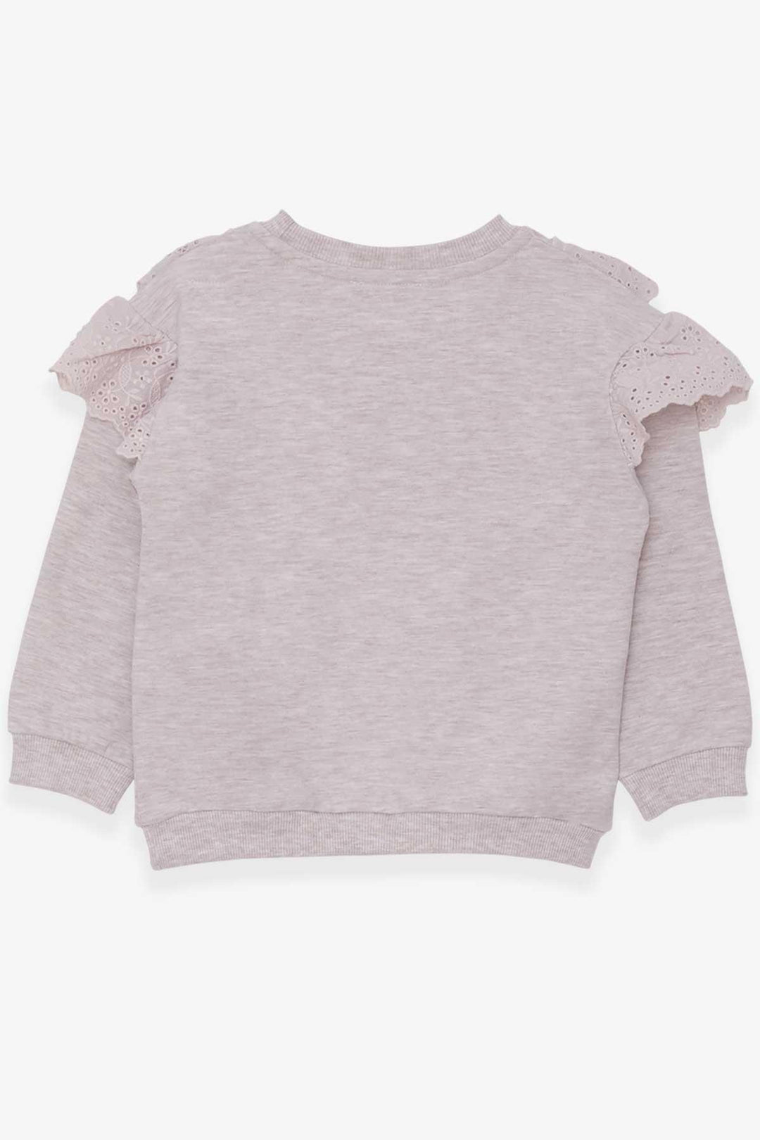 BRE Breeze Girl Child Sweatshirt with Lace 4-8 Years, Beige Melange - Pénjamo