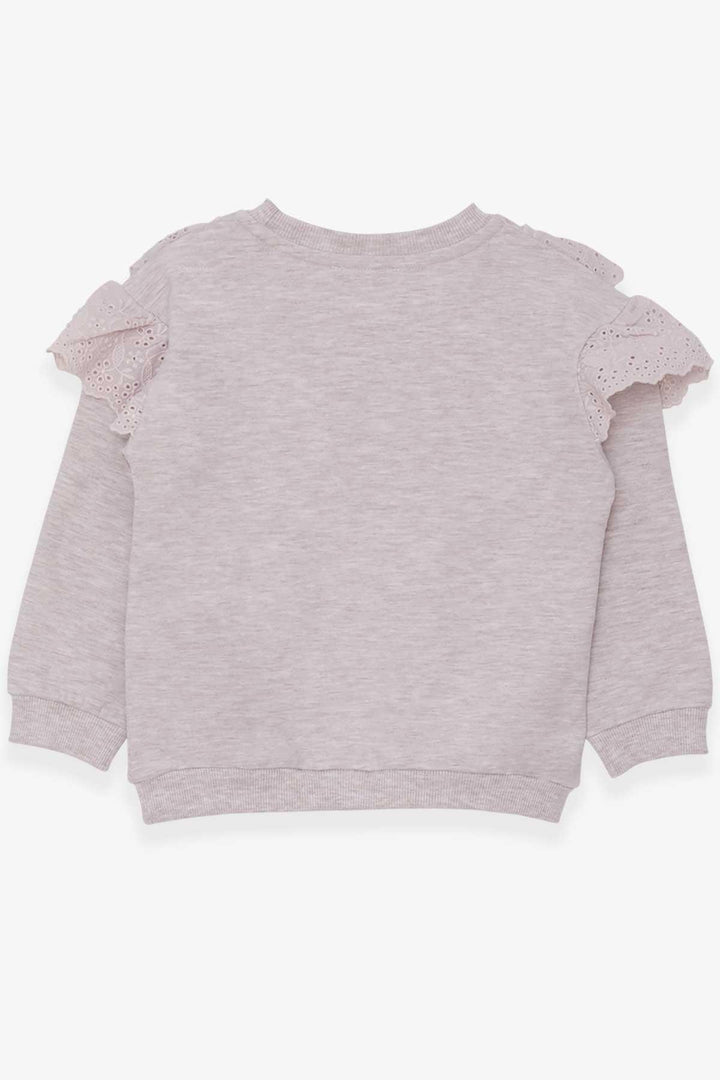 BRE Breeze Girl Child Sweatshirt with Lace 4-8 Years, Beige Melange - Pénjamo