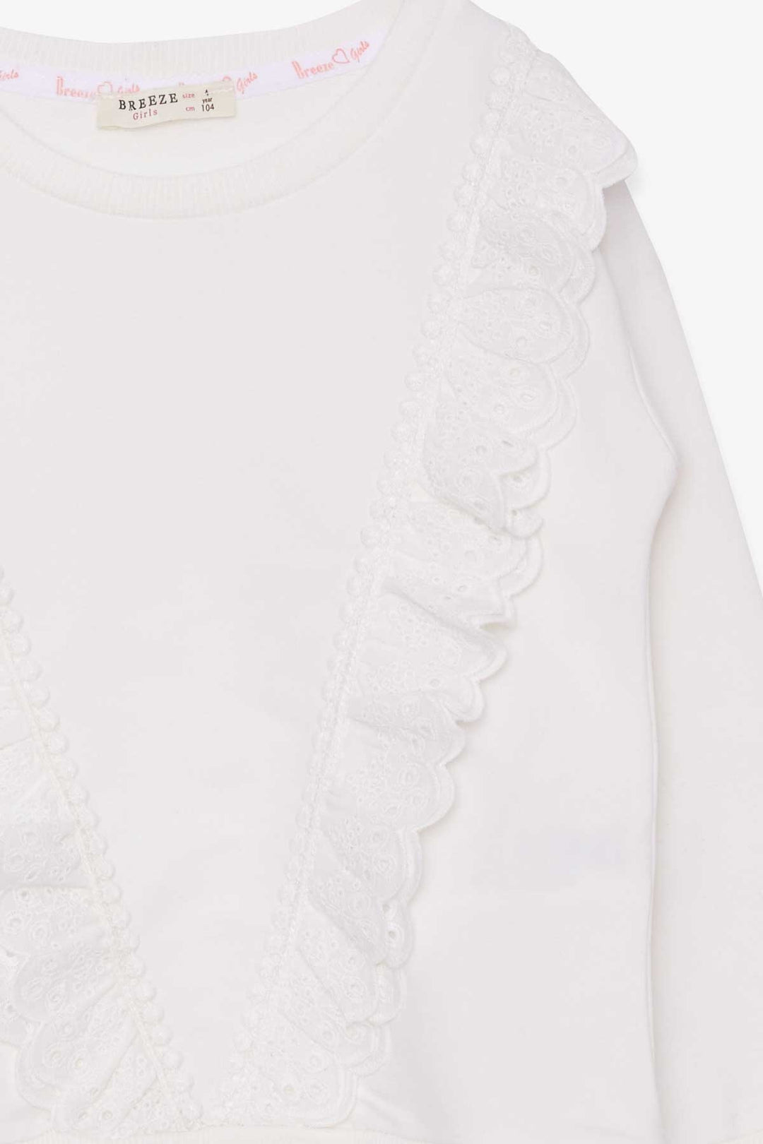 BRE Breeze Girl Child Sweatshirt with Lace, 4-9 Years, Beige - Saint-Jean-sur-Richelieu