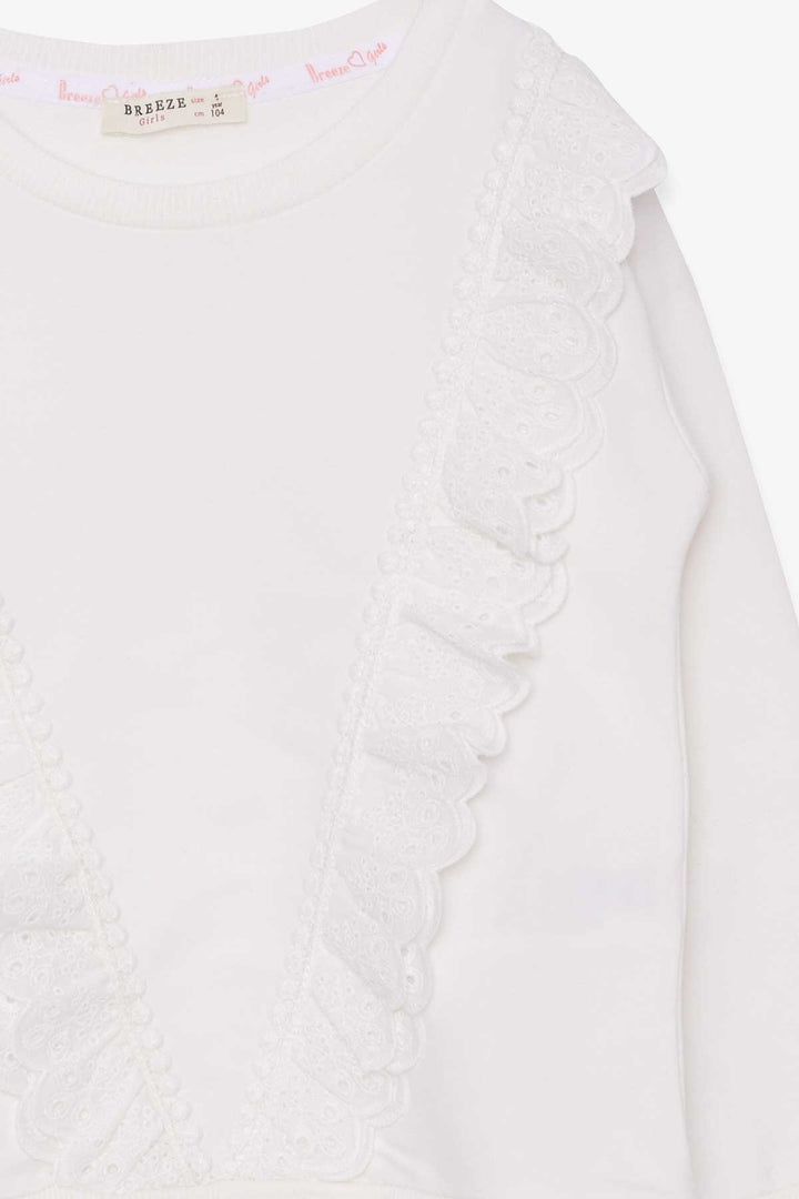 BRE Breeze Girl Child Sweatshirt with Lace, 4-9 Years, Beige - Saint-Jean-sur-Richelieu