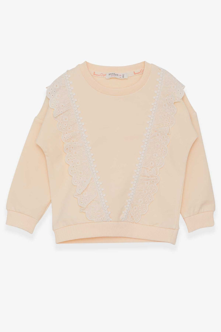 BRE Breeze Girl Child Sweatshirt with Lace 1.5-5 Years, Cream - Regina