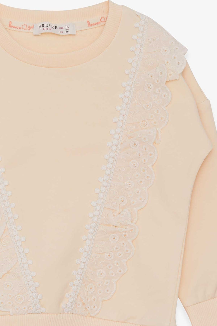 BRE Breeze Girl Child Sweatshirt with Lace 1.5-5 Years, Cream - Regina
