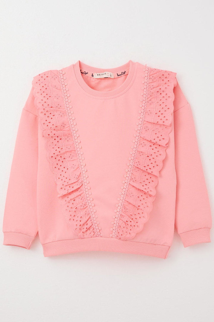 BRE Breeze Girl Child Sweatshirt with Lace 1.5-5 Years, Pink - Wayne