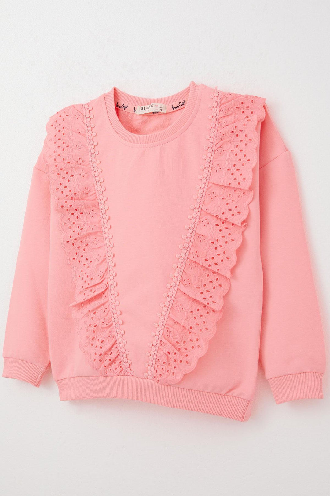 BRE Breeze Girl Child Sweatshirt with Lace 1.5-5 Years, Pink - Wayne