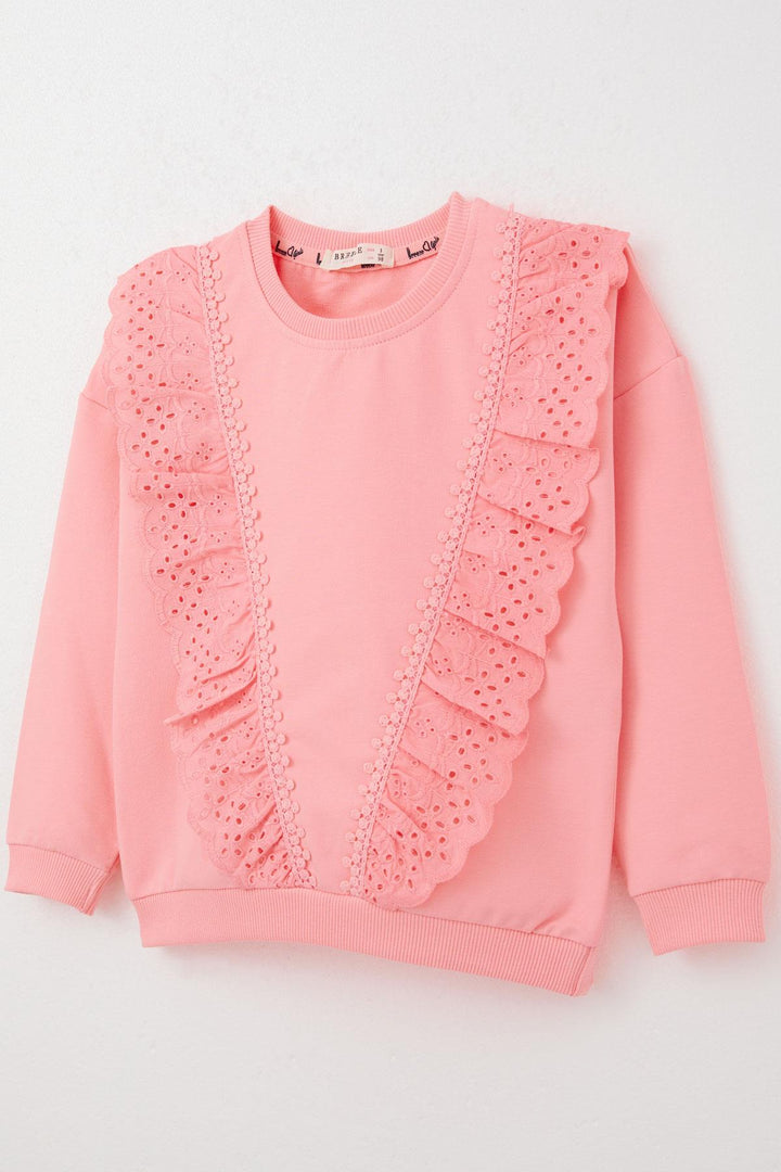 BRE Breeze Girl Child Sweatshirt with Lace 1.5-5 Years, Pink - Wayne