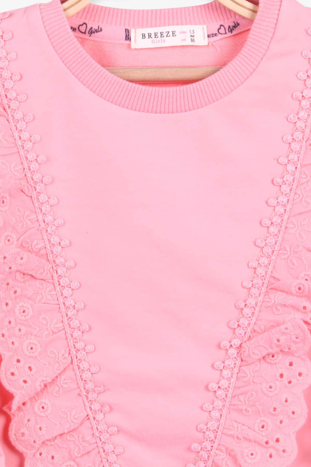 BRE Breeze Girl Child Sweatshirt with Lace 1.5-5 Years, Salmon - San Jacinto