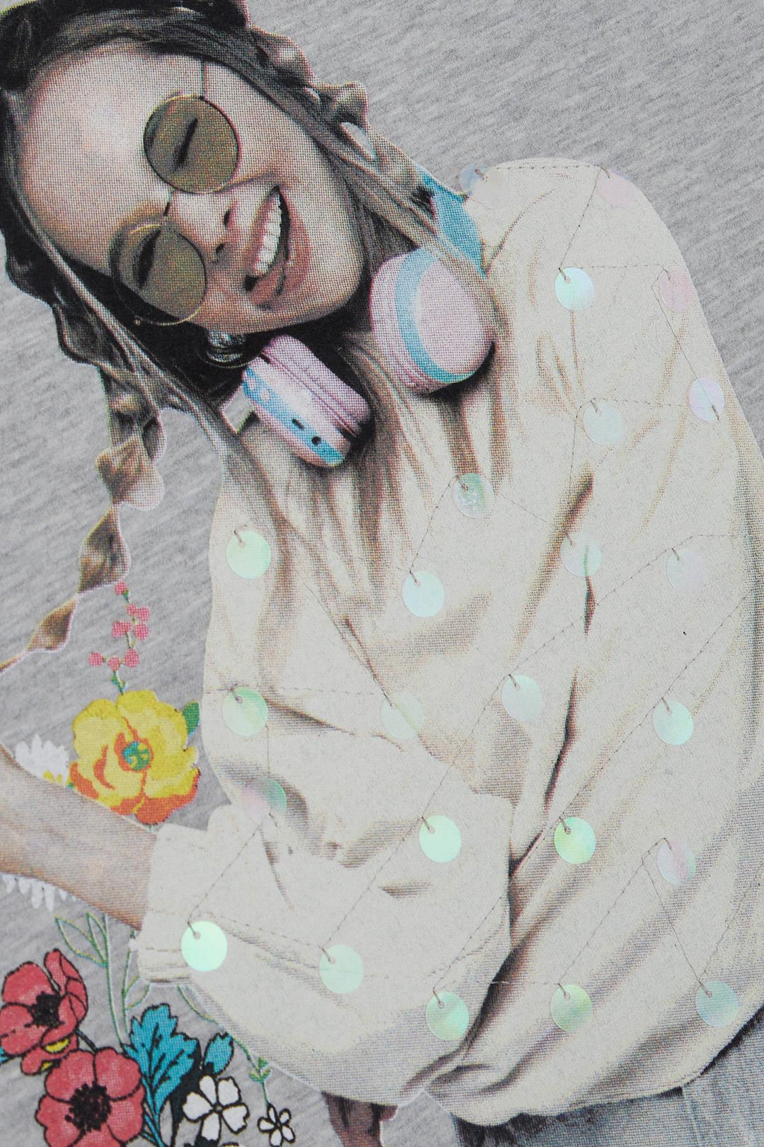 BRE Breeze Girl Child Sweatshirt Great Girl Printed with Flower 94 Years, Grey Melange - Derby