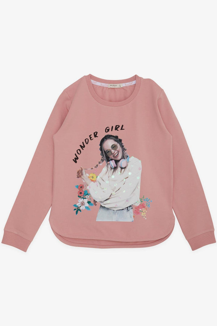 BRE Breeze Girl Child Sweatshirt Great Girl Printed with Flower 94 Years, Salmon - Topeka