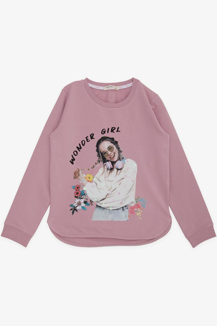 BRE Breeze Girl Child Sweatshirt Great Girl Printed with Flower 94 Years, Rose Pink - Modugno