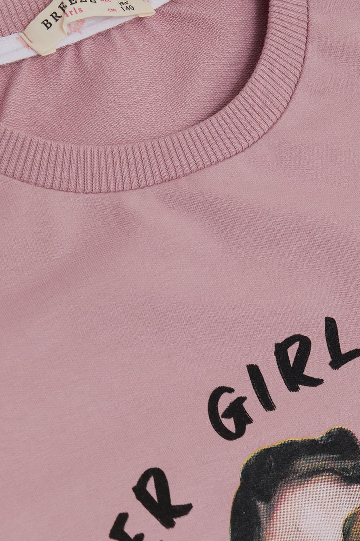 BRE Breeze Girl Child Sweatshirt Great Girl Printed with Flower 94 Years, Rose Pink - Modugno