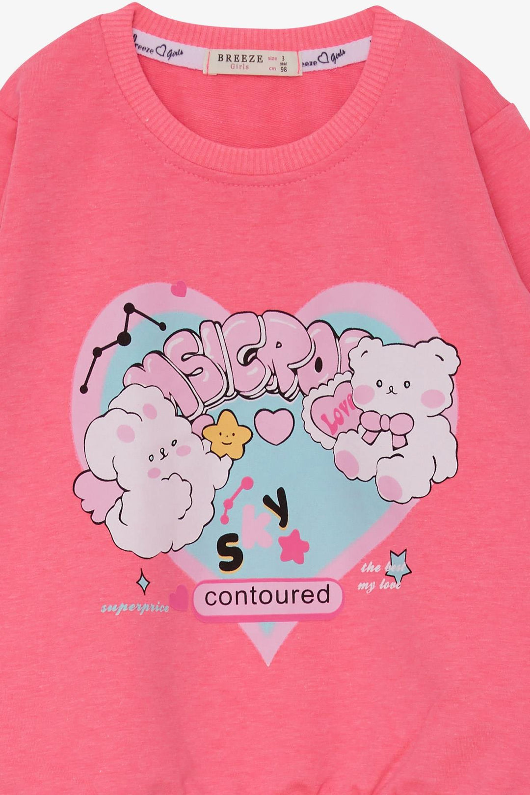 BRE Breeze Girl Child Sweatshirt Heart Printed 2-6 Years, Neon Pink - Kateríni