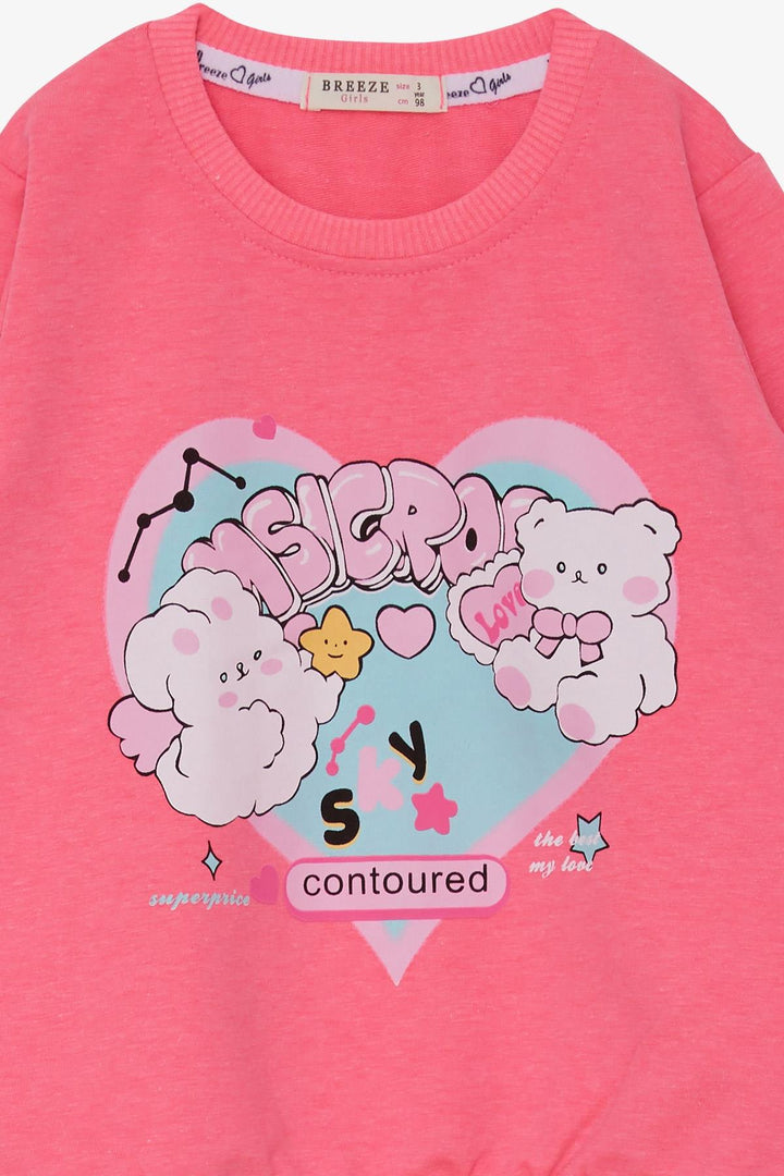 BRE Breeze Girl Child Sweatshirt Heart Printed 2-6 Years, Neon Pink - Kateríni